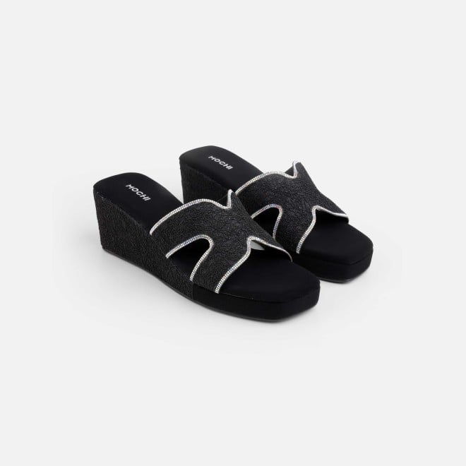 Mochi Women Black Ethnic Slip Ons (SKU: 35-2496-11-36)