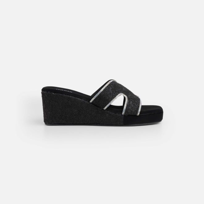 Mochi Women Black Ethnic Slip Ons (SKU: 35-2496-11-36)