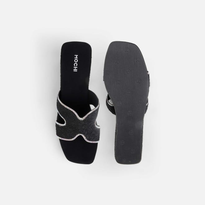 Mochi Women Black Ethnic Slip Ons (SKU: 35-2496-11-36)