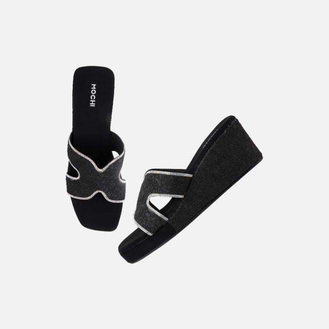 Mochi Women Black Ethnic Slip Ons (SKU: 35-2496-11-36)