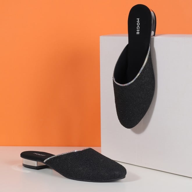 Mochi Women Black Wedding Slip Ons (SKU: 35-2497-11-39)