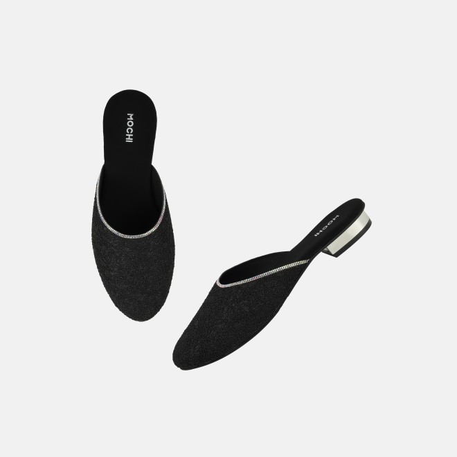 Mochi Women Black Wedding Slip Ons (SKU: 35-2497-11-39)