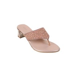 Women Rose-Gold Ethnic Slip Ons