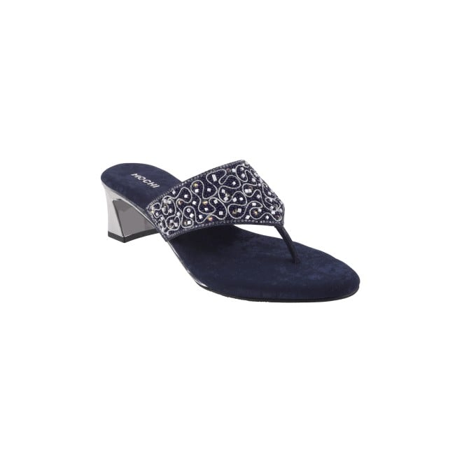 Mochi Women Blue Ethnic Slip Ons (SKU: 35-250-45-36)