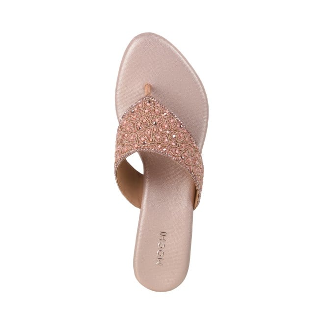 Mochi Women Rose-Gold Ethnic Slip Ons (SKU: 35-250-52-36)