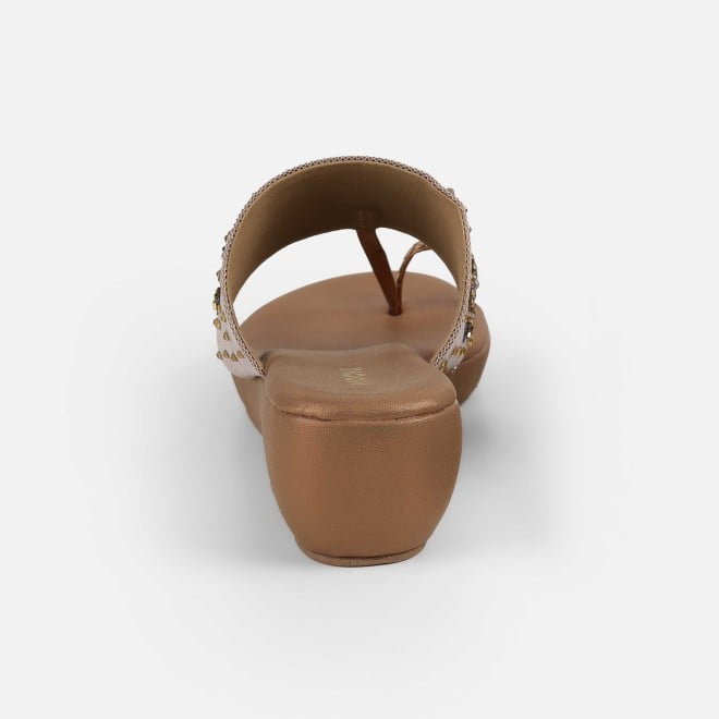 Mochi Women Antic-gold Ethnic Slip Ons (SKU: 35-2500-28-36)