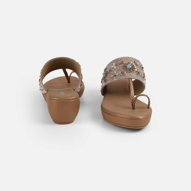 Mochi Women Antic-gold Ethnic Slip Ons (SKU: 35-2500-28-36)