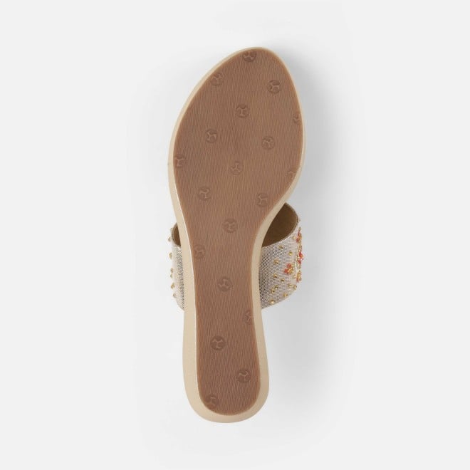 Mochi Women Gold Ethnic Slip Ons (SKU: 35-2500-15-36)
