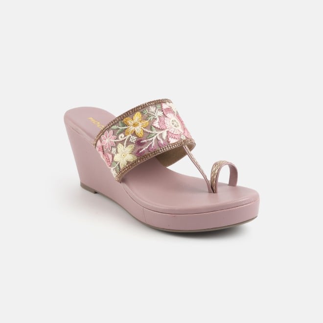 Mochi Women Pink Ethnic Slip Ons