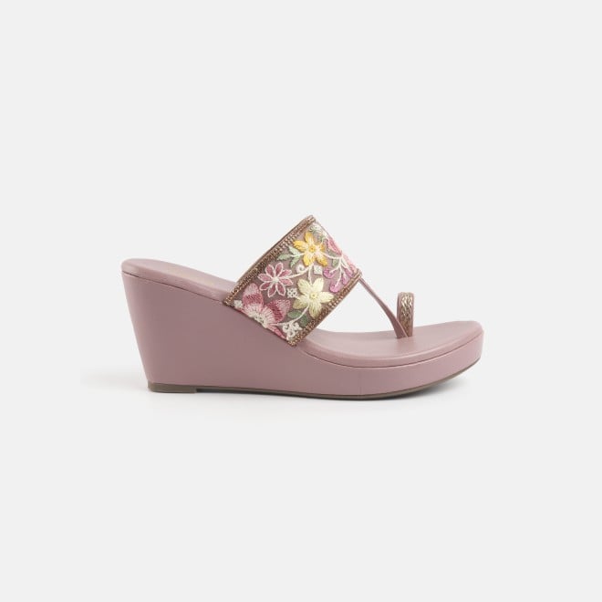 Mochi Women Pink Ethnic Slip Ons (SKU: 35-2502-24-36)