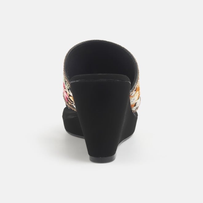 Mochi Women Black Ethnic Slip Ons (SKU: 35-2502-11-36)