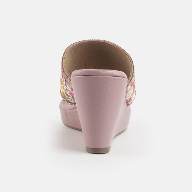 Mochi Women Pink Ethnic Slip Ons (SKU: 35-2502-24-36)