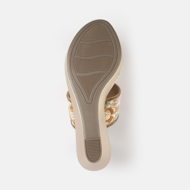 Mochi Women Gold Ethnic Slip Ons (SKU: 35-2502-15-36)