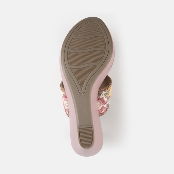 Mochi Women Pink Ethnic Slip Ons (SKU: 35-2502-24-36)