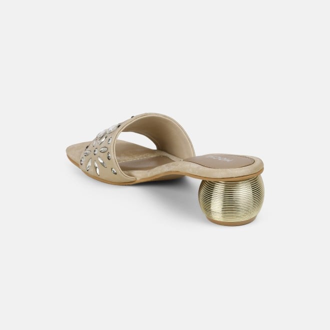 Mochi Women Beige Party Slip Ons (SKU: 35-2506-20-37)