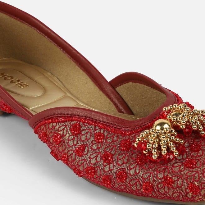 Mochi Women Maroon Ethnic Jutis (SKU: 35-2516-44-36)