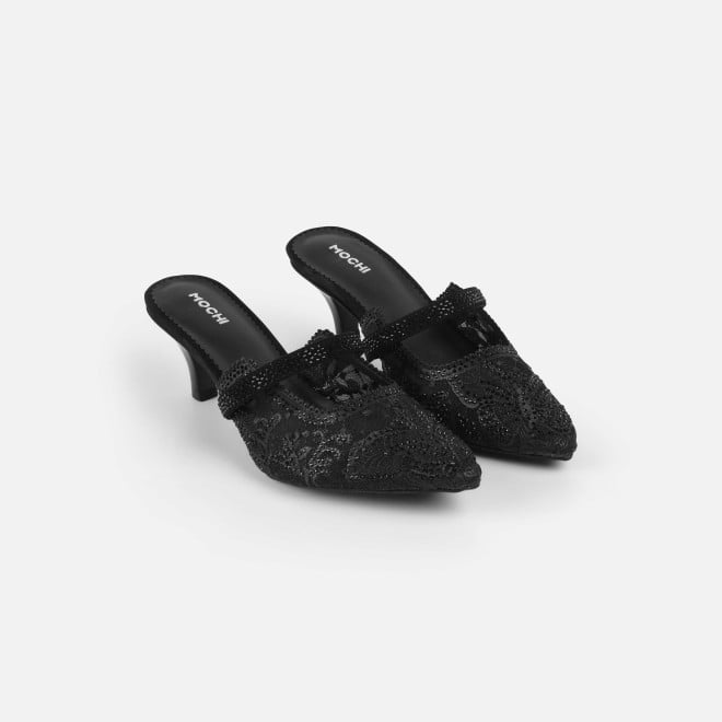 Mochi Women Black Wedding Slip Ons (SKU: 35-2570-11-36)