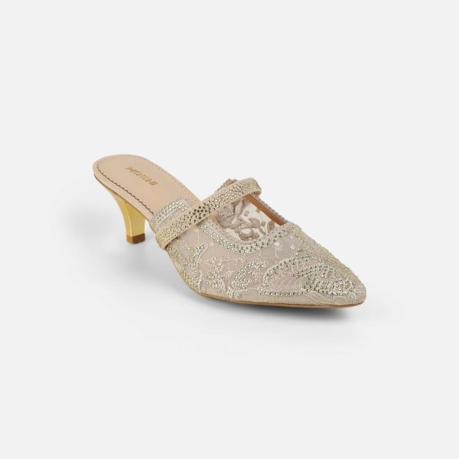 Mochi Women Beige Wedding Slip Ons (SKU: 35-2570-20-36)