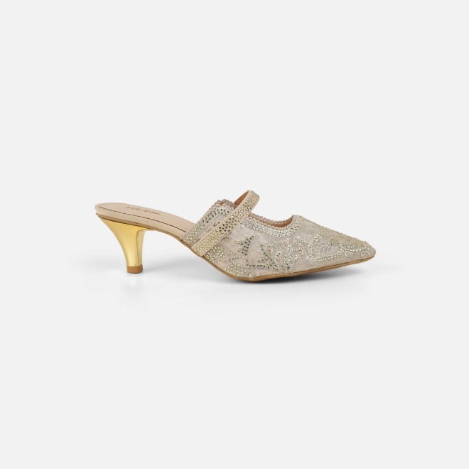 Mochi Women Beige Wedding Slip Ons (SKU: 35-2570-20-36)