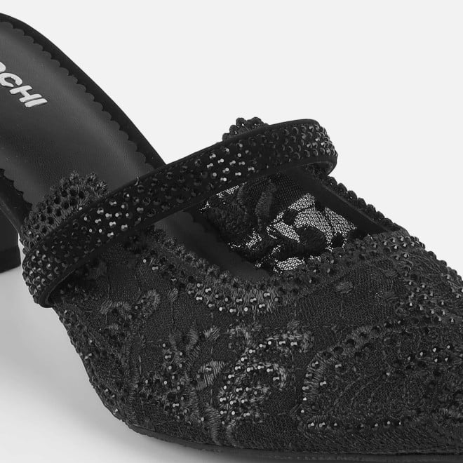 Mochi Women Black Wedding Slip Ons (SKU: 35-2570-11-36)