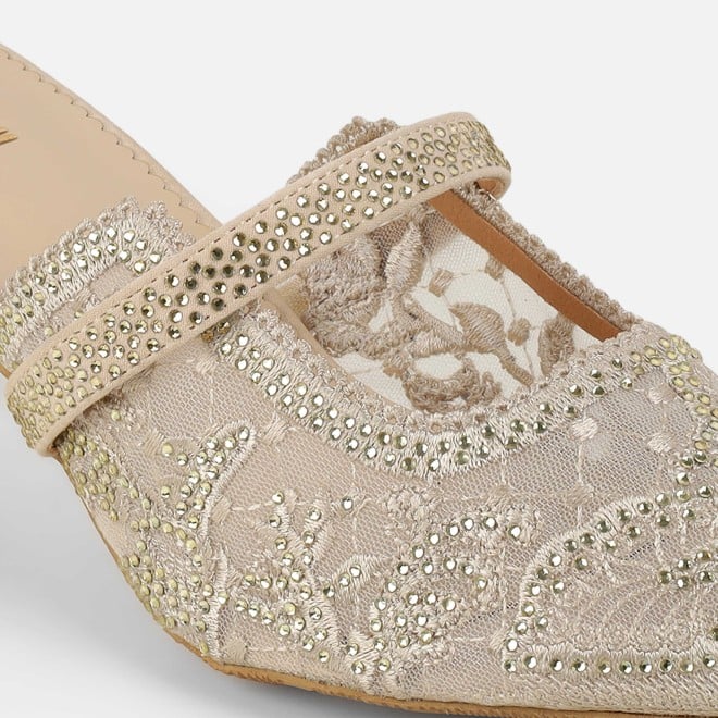 Mochi Women Beige Wedding Slip Ons (SKU: 35-2570-20-36)