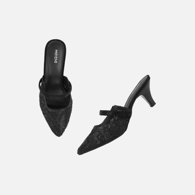 Mochi Women Black Wedding Slip Ons (SKU: 35-2570-11-36)