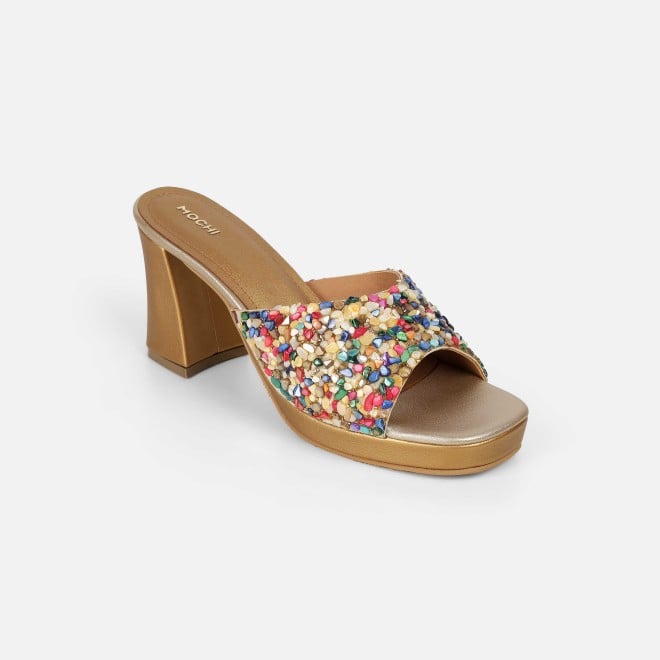 Mochi Women Gold Casual Slip Ons (SKU: 35-2590-15-37)