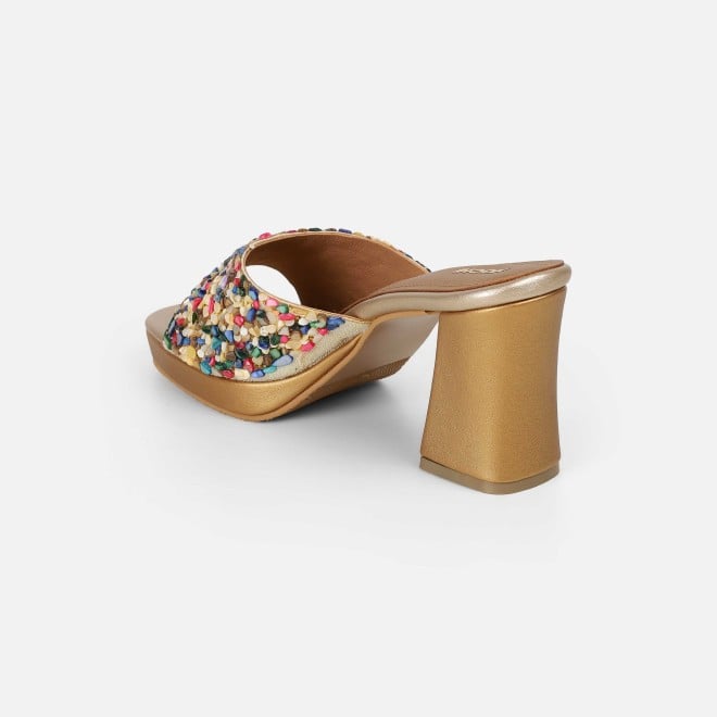 Mochi Women Gold Casual Slip Ons (SKU: 35-2590-15-37)