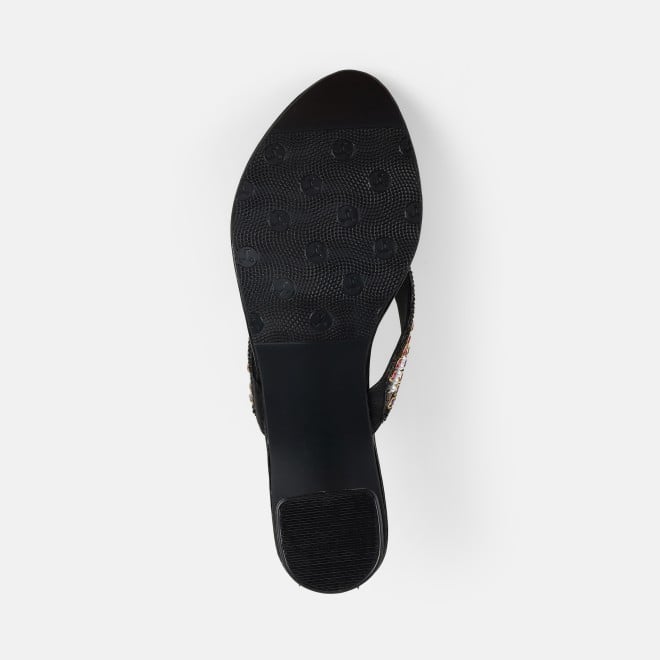 Mochi Women Black Ethnic Slip Ons (SKU: 35-2595-11-36)