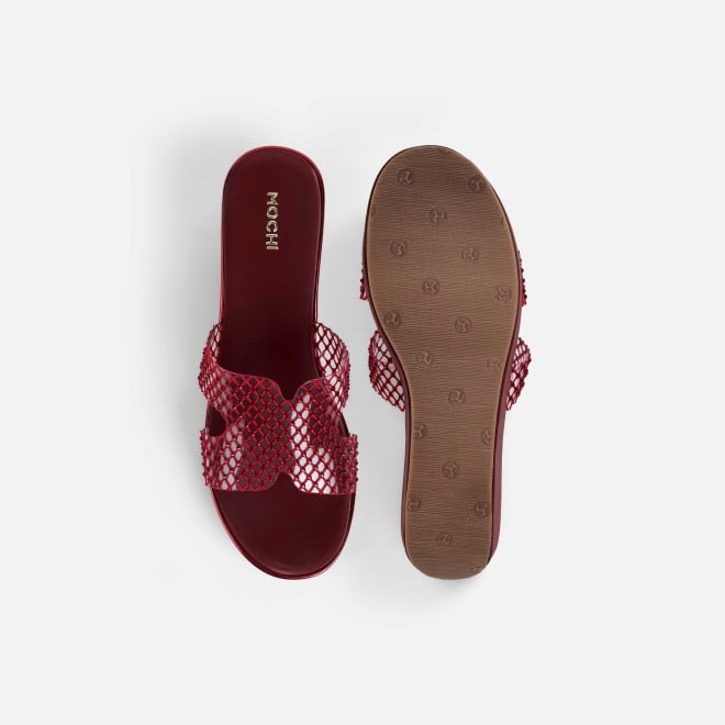 Mochi Women Maroon Casual Slip Ons (SKU: 35-2597-44-36)