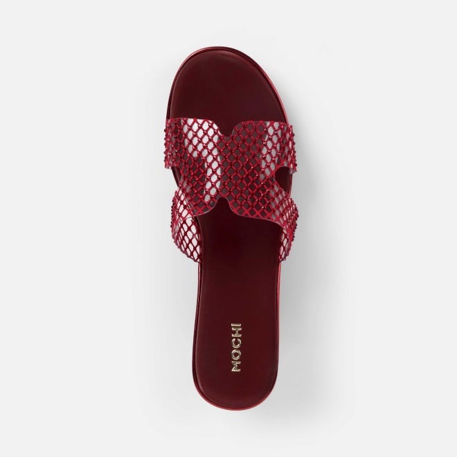 Mochi Women Maroon Casual Slip Ons (SKU: 35-2597-44-36)