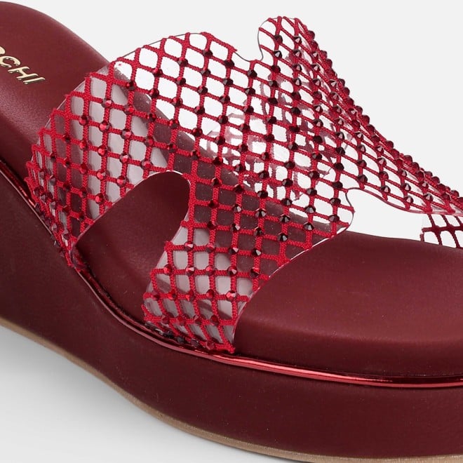 Mochi Women Maroon Casual Slip Ons (SKU: 35-2597-44-36)