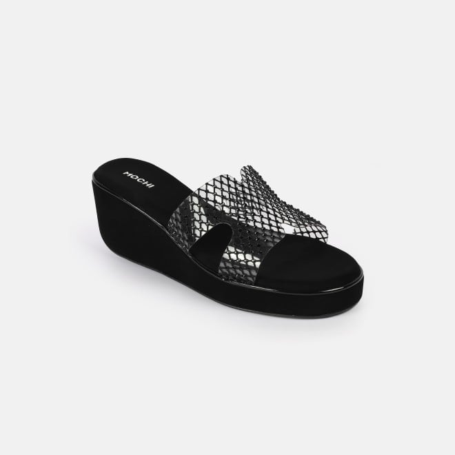 Mochi Women Black Casual Slip Ons