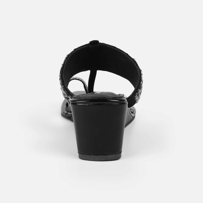 Mochi Women Black Ethnic Slip Ons (SKU: 35-2599-11-37)