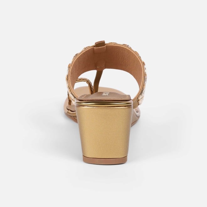 Mochi Women Antic-gold Ethnic Slip Ons (SKU: 35-2599-28-37)