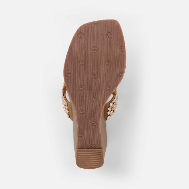 Mochi Women Antic-gold Ethnic Slip Ons (SKU: 35-2599-28-37)