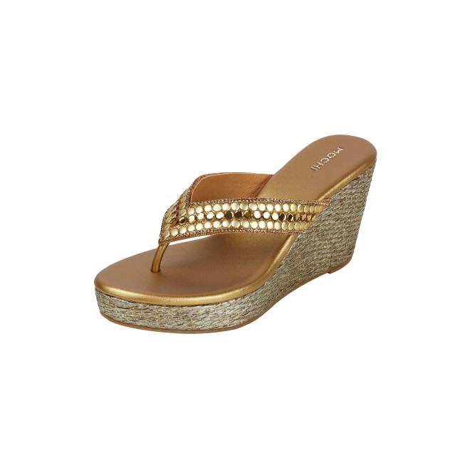 Mochi Women Antic-gold Ethnic Slip Ons (SKU: 35-2619-28-37)