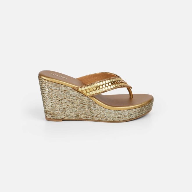 Mochi Women Antic-gold Ethnic Slip Ons (SKU: 35-2619-28-37)