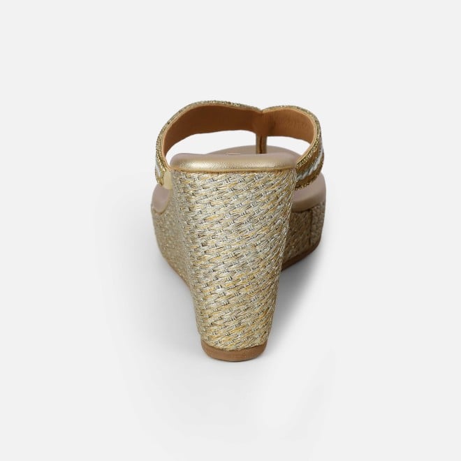 Mochi Women Gold Ethnic Slip Ons (SKU: 35-2619-15-37)