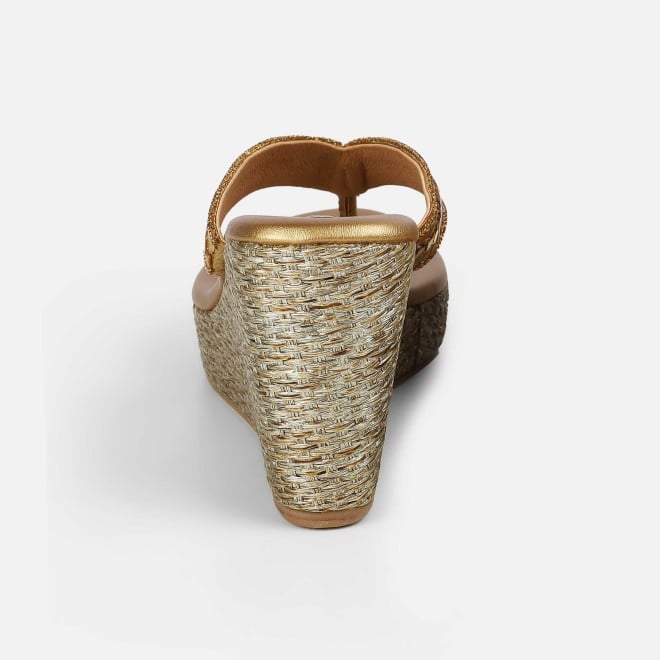 Mochi Women Antic-gold Ethnic Slip Ons (SKU: 35-2619-28-37)