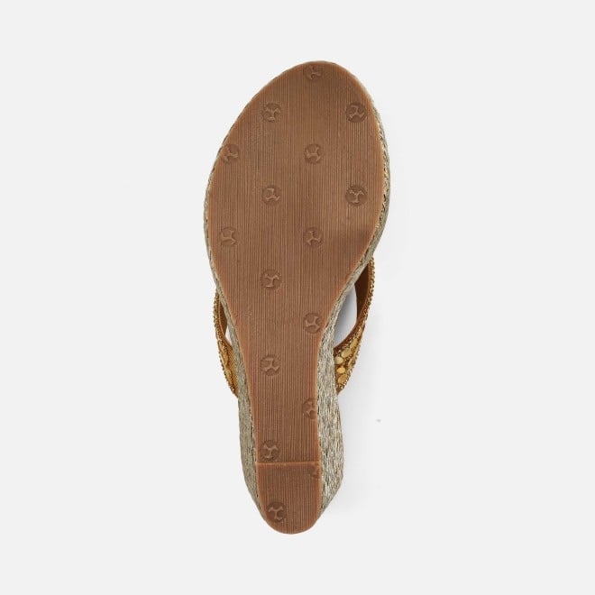 Mochi Women Antic-gold Ethnic Slip Ons (SKU: 35-2619-28-37)
