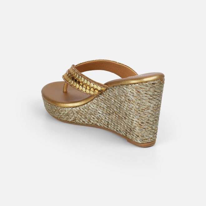Mochi Women Antic-gold Ethnic Slip Ons (SKU: 35-2619-28-37)