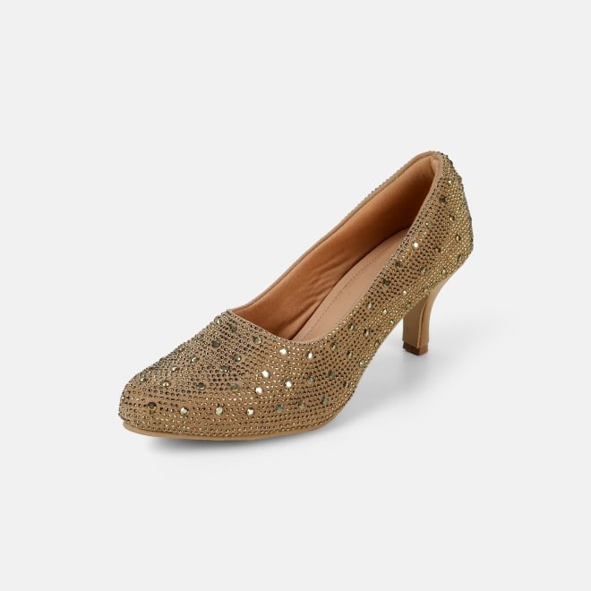 Mochi Women Antic-gold Party Pumps (SKU: 35-2622-28-36)
