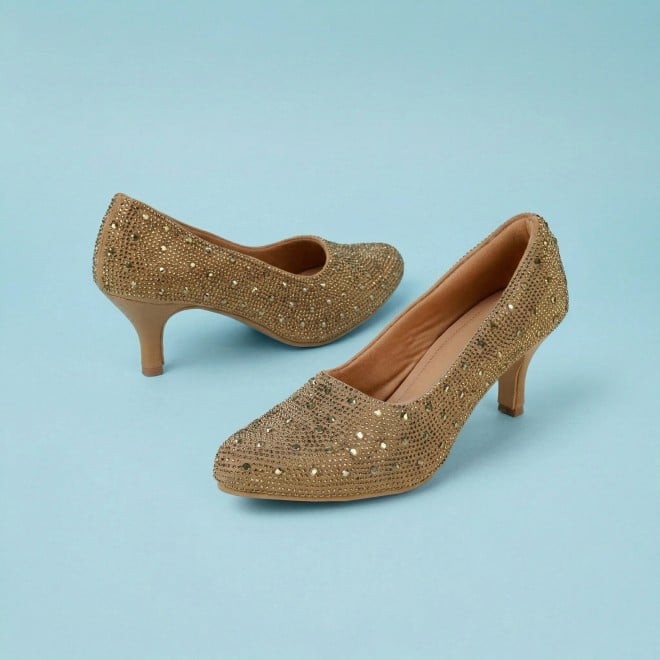 Mochi Women Antic-gold Party Pumps (SKU: 35-2622-28-36)