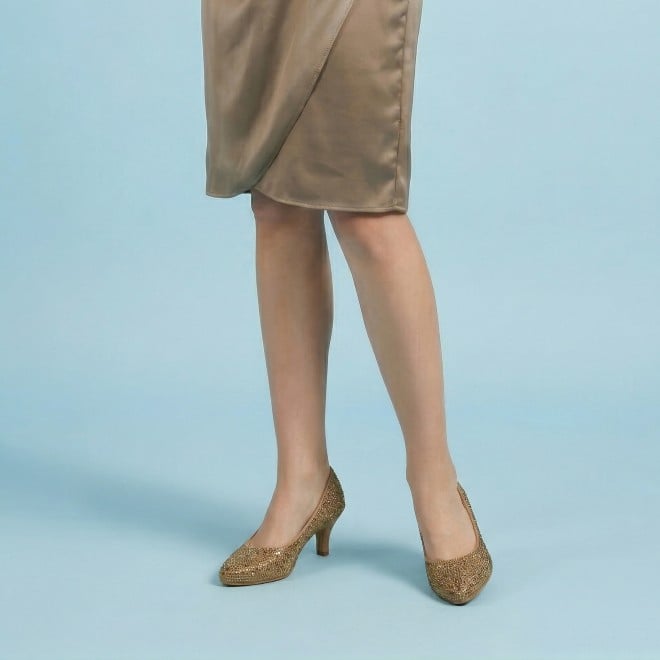 Mochi Women Antic-gold Party Pumps (SKU: 35-2622-28-36)