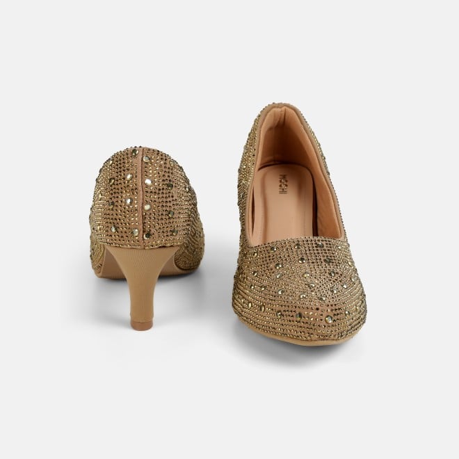 Mochi Women Antic-gold Party Pumps (SKU: 35-2622-28-36)