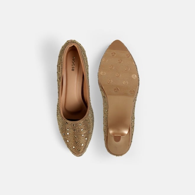 Mochi Women Antic-gold Party Pumps (SKU: 35-2622-28-36)