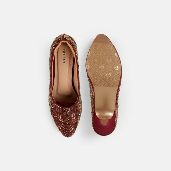 Mochi Women Maroon Party Pumps (SKU: 35-2622-44-36)