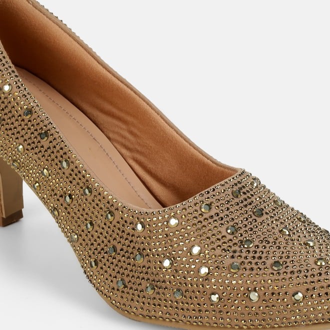 Mochi Women Antic-gold Party Pumps (SKU: 35-2622-28-36)