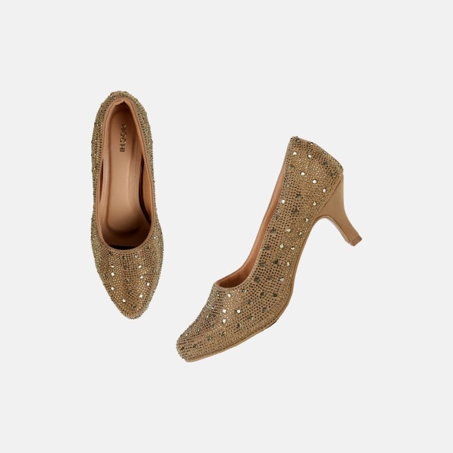 Mochi Women Antic-gold Party Pumps (SKU: 35-2622-28-36)